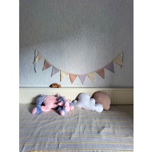 Pouza Kids Puantiyeli, Nokta Desenli, Pastel Renkli Üçgen Kumaş Flama Banner Duvar Aksesuarı