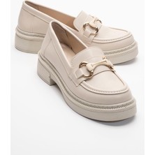 Ccway Kadın Tokalı Loafer Ayakkabı  BEJ CİLT