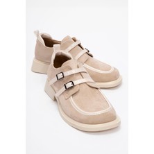 Ccway Kadın Tokalı Kolej Ayakkabı BEJ SÜET BEJ RUGAN