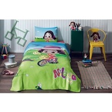 Özdilek Niloya Bisiklet Tek Kişilik Lisanslı Lastikli Fitted Çarşaf Çocuk Pike Takımı