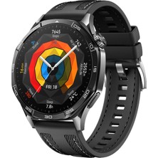 Redmud Teknoloji Huawei Watch Gt5 Pro 46 mm ile Uyumlu Kordon Hybrid Nylon Dikiş Desenli Tokalı Silikon Kayış