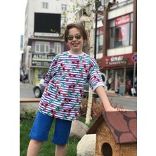 Cillop Butik Erkek Çocuk Oversize Karpuz Baskılı Tshirt Kombinli Alt Üst Takım10
