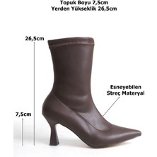 ripuvainen Kadın Ince Topuklu Streç Bot RPV006K01C - Kahverengi