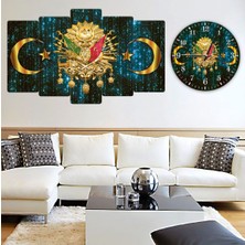 Zevahir Mobilya Dekorasyon Zevahir 5 Parça Mdf Osmanlı Tuğrası Tablo Ve Mdf Saat Kombin