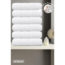 Anılsan 6'lı Greek Beyaz Banyo Havlusu - 70 x 140 cm , 490GR, PAMUK, Spa ve Otel Havlusu