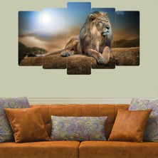 Zevahir Mobilya Dekorasyon 5 Parça Mdf Ormanlar Kralı Aslan Tablosu