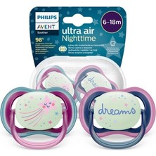 Philips Avent Ultra Air Gece Emziği 6-18 Ay, 2'li Paket, Kız SCF376/14