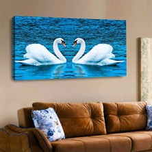 Zevahir Mobilya Dekorasyon 120x60 Kanvas Çifte Kuğular Aşk Tablosu