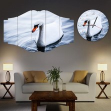 Zevahir Mobilya Dekorasyon Zevahir 5 Parça Mdf Ördek Tablo Ve Mdf Saat Kombin