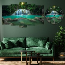 Zevahir Mobilya Dekorasyon Zevahir 5 Parça Mdf Şelale Manzara Tablo Ve Mdf Saat Kombin