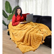 Özgüner Oyuncak Ayıcı Oyuncak Ponponlu 200X220 cm Pelüş Tv Battaniyesi