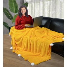 Özgüner Oyuncak Ayıcı Oyuncak Ponponlu 200X220 cm Pelüş Tv Battaniyesi