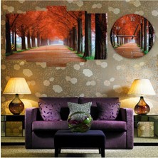 Zevahir Mobilya Dekorasyon Zevahir 5 Parça Mdf Ağaçlı Yol Manzara Tablo Ve Mdf Saat Kombin