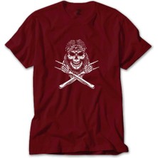 Z zepplin Kovboy Rock N Roll Skull Kırmızı Tişört