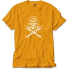 Z zepplin Kovboy Rock N Roll Skull Sarı Tişört