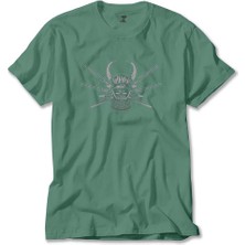 Z zepplin Samurai Skull Sword Yeşil Tişört