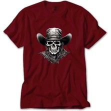 Z zepplin Kovboy Skull Kırmızı Tişört