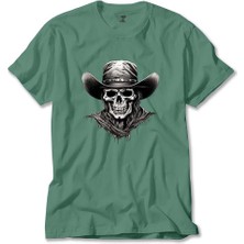 Z zepplin Kovboy Skull Yeşil Tişört