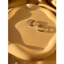 Çoklu Halka Silver Çelik Küpe