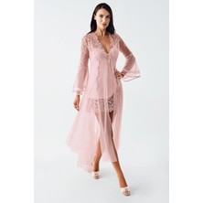 Imaj 4200 Pudra Renk Saten Gecelik 2li Takım