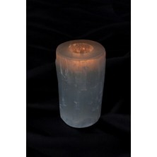 Pozitif Doğal Taş Beyaz Selenit Kalemlik Mumluk 046