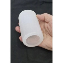 Pozitif Doğal Taş Beyaz Selenit Kalemlik Mumluk 046