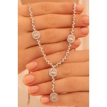 Osmanlı Gümüş Kadın Gümüş Kolye - Nevrez Baget Taşlı Zirkon Süslemeli Kadın Kolye