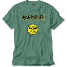 Z zepplin Iron Maiden Face Yeşil Tişört