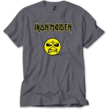 Z zepplin Iron Maiden Face Gri Tişört