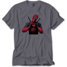 Z zepplin Deadpool Love Gri Tişört