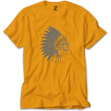 Z zepplin Kızılderili Skull Smile Sarı Tişört