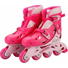 Toyfest Kız Çocuk Pembe Hello Kitty Inline 4 Teker Paten