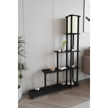 Escaleras Raflı Kitaplık Lambader Siyah