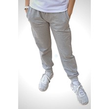 Unisex Çocuk Gri Beli Lastikli Cepli Jogger Eşofman Altı 7-8 Yaş - Gri