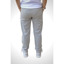 Unisex Çocuk Gri Beli Lastikli Cepli Jogger Eşofman Altı 7-8 Yaş - Gri