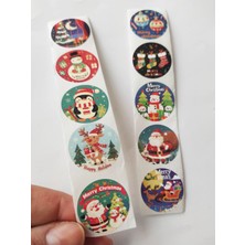 Beyhan Bayhan 80 Adet 2,5 cm Renkli Merry Christmas Baskılı Etiket Sticker - Yılbaşı  Paketi Etiketi