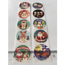 Beyhan Bayhan 80 Adet 2,5 cm Renkli Merry Christmas Baskılı Etiket Sticker - Yılbaşı  Paketi Etiketi