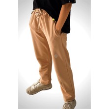 Unisex Çocuk Beli Lastikli Cepli Jogger Eşofman Altı Bej Renk 7-8 Yaş - Bej