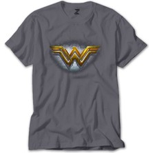Wakha Wonder Woman Gold Logo Gri Tişört