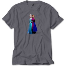 Wakha Karlar Ülkesi Elsa ve Anna Gri Tişört