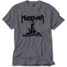 Wakha Manowar Kings Of Metal Black Gri Tişört