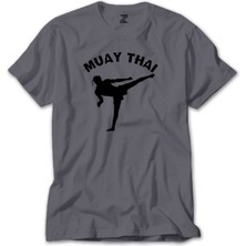 Wakha Karate Muay Thai Silhouette Gri Tişört