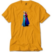 Wakha Karlar Ülkesi Elsa ve Anna Sarı Tişört