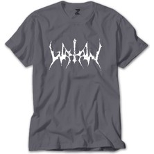 Wakha Watain Logo Yazı Gri Tişört