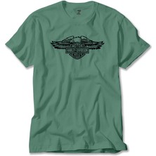 Wakha Harley Davidson Wings Eagle Silhouette Yeşil Tişört