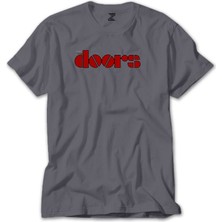 Wakha The Doors Logo Red Gri Tişört