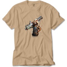 Z zepplin Rocket Raccoon Body Krem Tişört