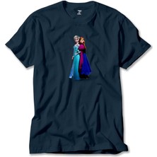Z zepplin Karlar Ülkesi Elsa ve Anna Lacivert Tişört