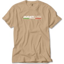 Z zepplin Ducati Corse Text Krem Tişört