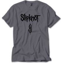 Z zepplin Slipknot Logo Text Gri Tişört